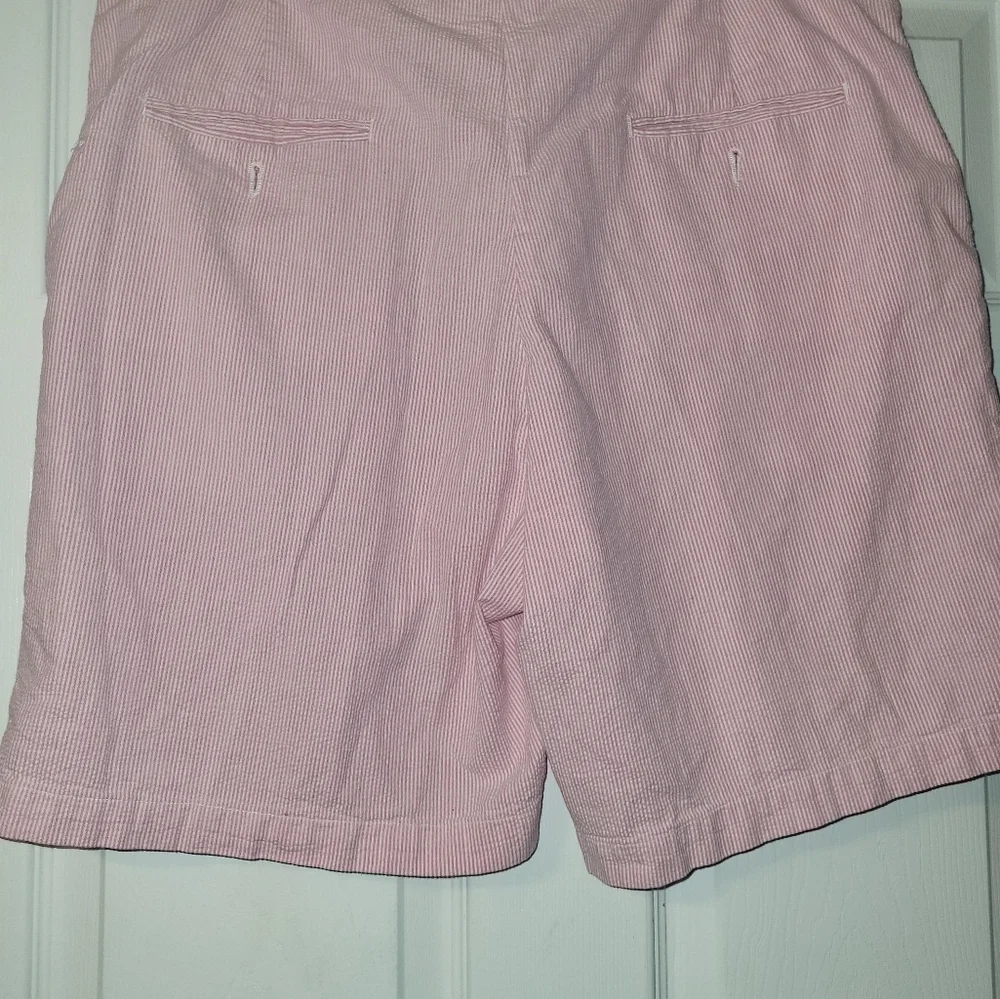Peter Millar Pink Striped Seersucker Shorts Size‎ 38 Regular Pink White